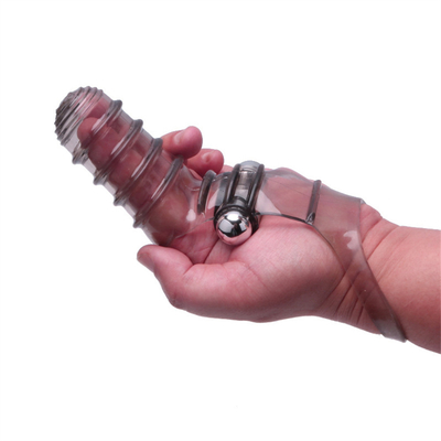 O sexo da novidade brinca o TPE médico de RoHS do vibrador da luva do dedo para mulheres