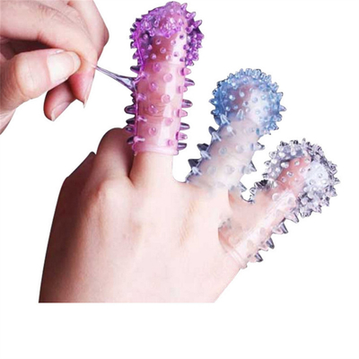 TPE azul de Ring Sex Toys Medical do pênis da luva do dedo do silicone