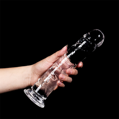 Jelly Dildo realística para novatos galo flexível do pênis de 7 vibradores de cristal do G-ponto da polegada com o copo da sução para o jogo livre da mão