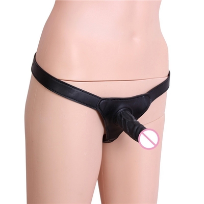 Lésbica 4 polegadas com da correia Wearable do pênis do otário os brinquedos médicos do sexo do plutônio do PVC