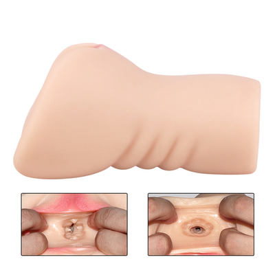 2 em brinquedos adultos de 1 sexo dos Masturbators masculinos com o bichano Textured realístico do bolso 3D e sexo apertado Stroker do ânus para homens