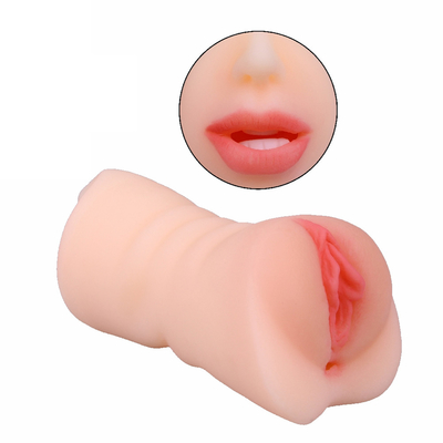 3 em brinquedos masculinos de duas extremidades de 1 sexo do bichano realístico masculino do bolso do Masturbator com a vagina Textured da língua da boca &amp; o ânus apertado