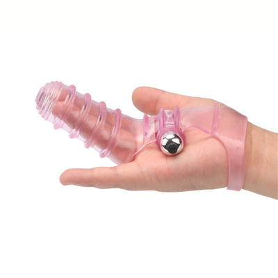 O sexo da novidade brinca o TPE médico de RoHS do vibrador da luva do dedo para mulheres