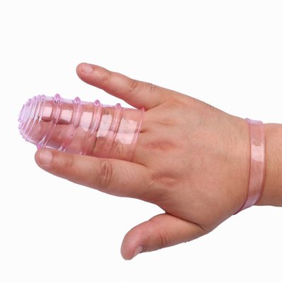 O sexo da novidade brinca o TPE médico de RoHS do vibrador da luva do dedo para mulheres