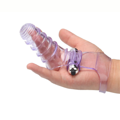 O sexo da novidade brinca o TPE médico de RoHS do vibrador da luva do dedo para mulheres