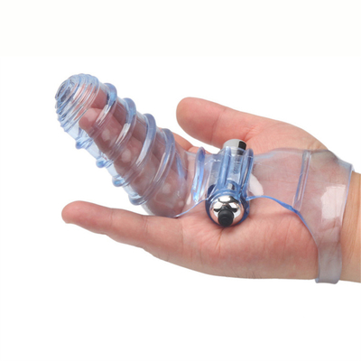 O sexo da novidade brinca o TPE médico de RoHS do vibrador da luva do dedo para mulheres