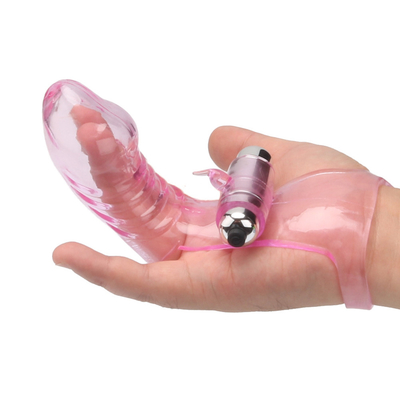 O sexo da novidade brinca o TPE médico de RoHS do vibrador da luva do dedo para mulheres