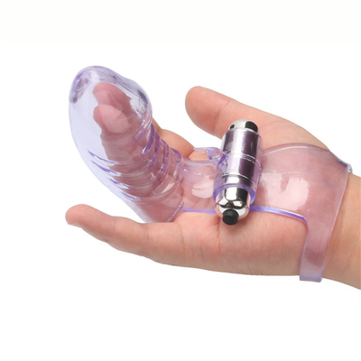 O sexo da novidade brinca o TPE médico de RoHS do vibrador da luva do dedo para mulheres