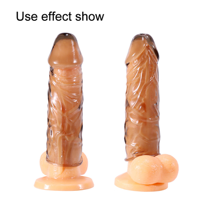 Alongue e engrosse o prolongamento da luva de Ring Reusable Condoms Dildo Penis do esperma do fechamento