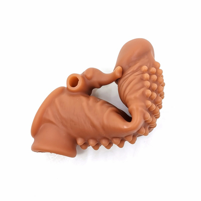 O preservativo reusável do silicone com os preservativos da bainha do vibrador da luva do galo para o sexo do prolongamento dos homens brinca a luva do pênis