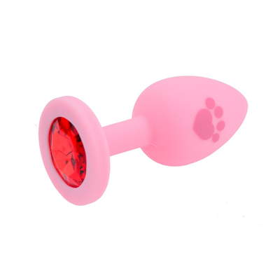 O sexo adulto brinca a tomada anal da extremidade do silicone médico com a gema plástica colorida