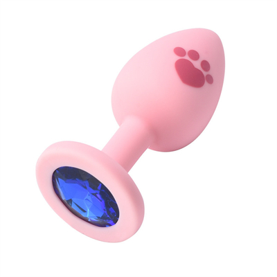 O sexo adulto brinca a tomada anal da extremidade do silicone médico com a gema plástica colorida