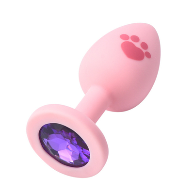 O sexo adulto brinca a tomada anal da extremidade do silicone médico com a gema plástica colorida