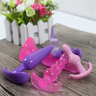 6 partes da tomada anal macia da extremidade dos grânulos do TPE da combinação ajustaram brinquedos do sexo anal do Stimulator para o homem e as mulheres