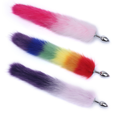 Colourful Metal Butt Anal Plug Insert Fox Tail Anal Plug para Mulher