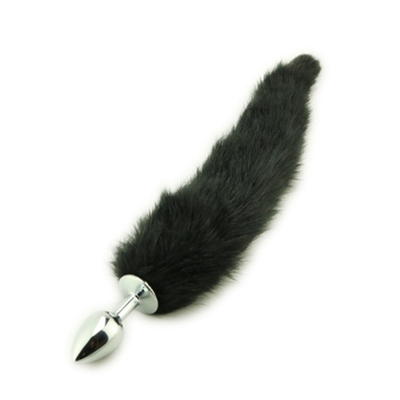 Caindo Cauda de Raposa Negra Plug Anal Metal Limpa Pele Cauda de Raposa brinquedo sexual para mulheres