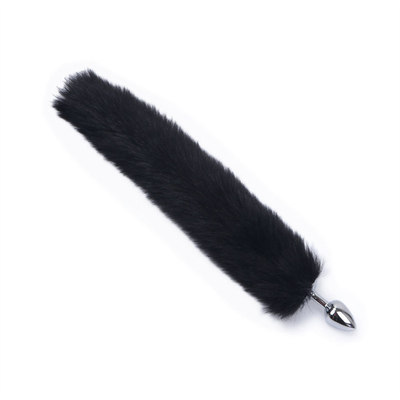 Caindo Cauda de Raposa Negra Plug Anal Metal Limpa Pele Cauda de Raposa brinquedo sexual para mulheres