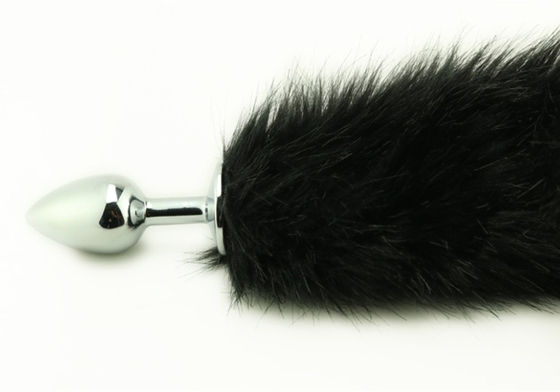 Caindo Cauda de Raposa Negra Plug Anal Metal Limpa Pele Cauda de Raposa brinquedo sexual para mulheres