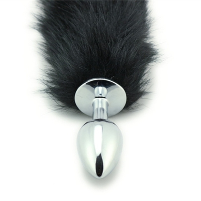 Caindo Cauda de Raposa Negra Plug Anal Metal Limpa Pele Cauda de Raposa brinquedo sexual para mulheres