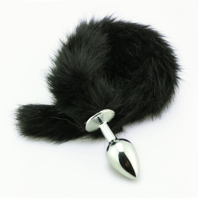 Caindo Cauda de Raposa Negra Plug Anal Metal Limpa Pele Cauda de Raposa brinquedo sexual para mulheres
