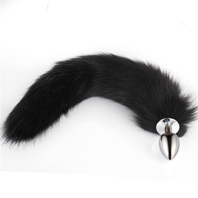 Caindo Cauda de Raposa Negra Plug Anal Metal Limpa Pele Cauda de Raposa brinquedo sexual para mulheres