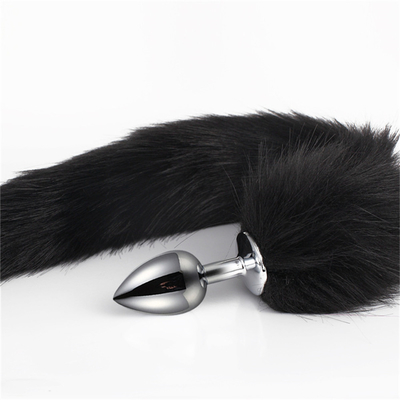 Caindo Cauda de Raposa Negra Plug Anal Metal Limpa Pele Cauda de Raposa brinquedo sexual para mulheres