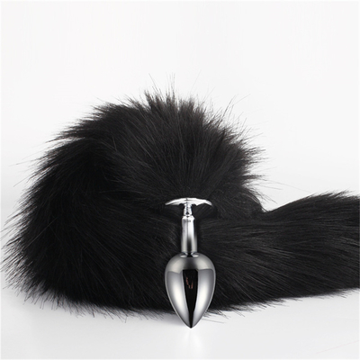Caindo Cauda de Raposa Negra Plug Anal Metal Limpa Pele Cauda de Raposa brinquedo sexual para mulheres