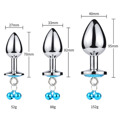 Brinquedos sexuais anais Plug Butt Cristal de aço inoxidável 3pcs Conjunto Metal Plug Anal com sino