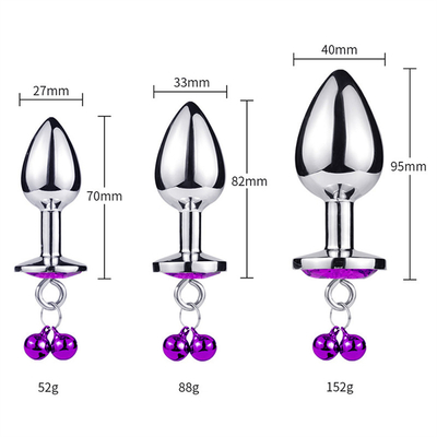 Brinquedos sexuais anais Plug Butt Cristal de aço inoxidável 3pcs Conjunto Metal Plug Anal com sino
