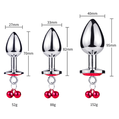 Brinquedos sexuais anais Plug Butt Cristal de aço inoxidável 3pcs Conjunto Metal Plug Anal com sino