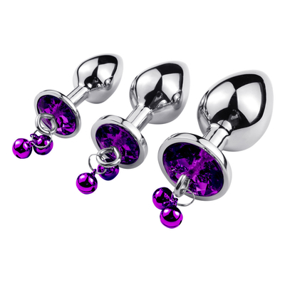 Brinquedos sexuais anais Plug Butt Cristal de aço inoxidável 3pcs Conjunto Metal Plug Anal com sino