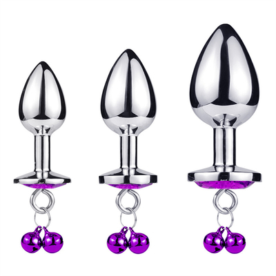 Brinquedos sexuais anais Plug Butt Cristal de aço inoxidável 3pcs Conjunto Metal Plug Anal com sino