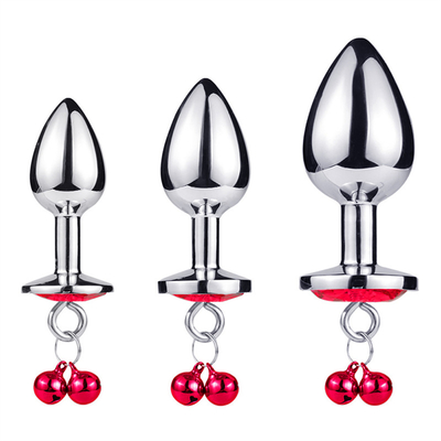 Brinquedos sexuais anais Plug Butt Cristal de aço inoxidável 3pcs Conjunto Metal Plug Anal com sino