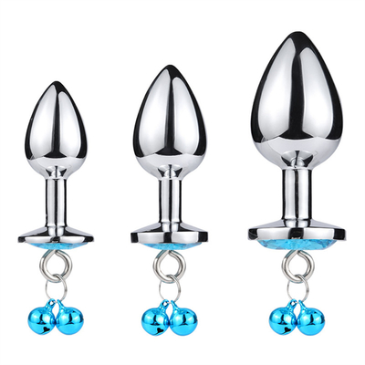 Brinquedos sexuais anais Plug Butt Cristal de aço inoxidável 3pcs Conjunto Metal Plug Anal com sino