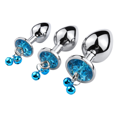 Brinquedos sexuais anais Plug Butt Cristal de aço inoxidável 3pcs Conjunto Metal Plug Anal com sino