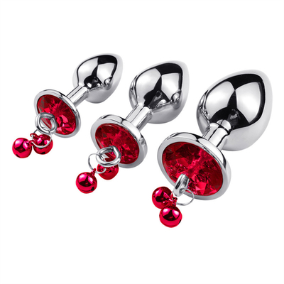 Brinquedos sexuais anais Plug Butt Cristal de aço inoxidável 3pcs Conjunto Metal Plug Anal com sino