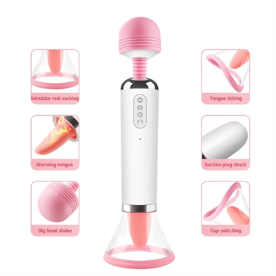 Dual Heed AV Bastão Ligar Língua Sucção Vibrator Vagina Massagem Vagina Vibrator Masturbação Feminina