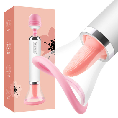 Dual Heed AV Bastão Ligar Língua Sucção Vibrator Vagina Massagem Vagina Vibrator Masturbação Feminina