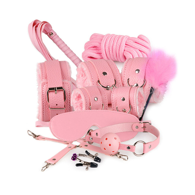 10pcs/set Produtos SM Bondage PU Kit Fetish de couro Restrações Escravos Bondage de brinquedo sexual para casais