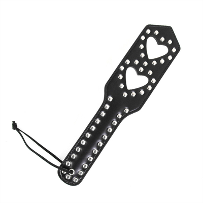 Rivets Duplo Coração Oculto Bate-papo Paddle Couro Escrava Cachorrinha Punida Paddle