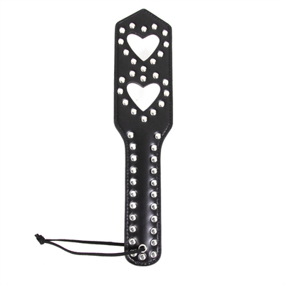 Rivets Duplo Coração Oculto Bate-papo Paddle Couro Escrava Cachorrinha Punida Paddle