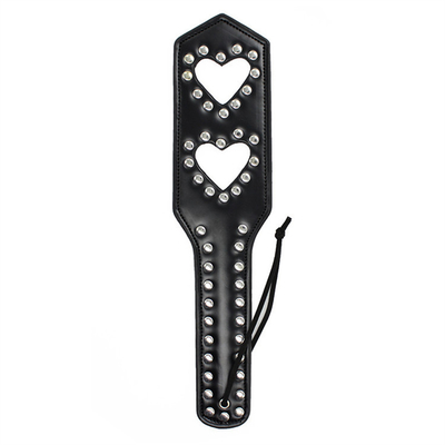 Rivets Duplo Coração Oculto Bate-papo Paddle Couro Escrava Cachorrinha Punida Paddle