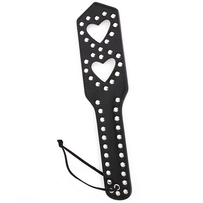 Rivets Duplo Coração Oculto Bate-papo Paddle Couro Escrava Cachorrinha Punida Paddle