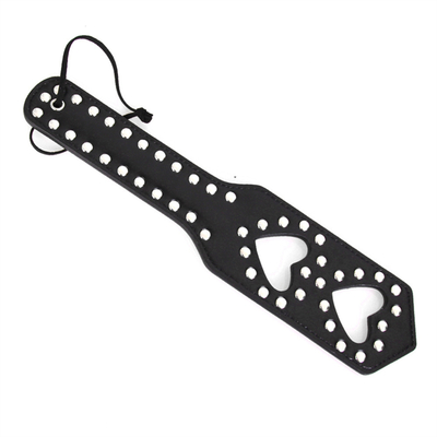 Rivets Duplo Coração Oculto Bate-papo Paddle Couro Escrava Cachorrinha Punida Paddle