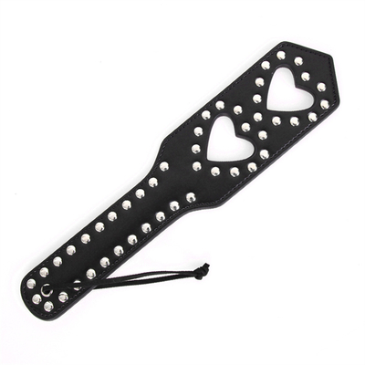 Rivets Duplo Coração Oculto Bate-papo Paddle Couro Escrava Cachorrinha Punida Paddle