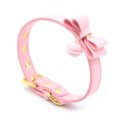 Brinquedos sexuais para adultos Cão cor-de-rosa Campainha Bowknot Golden Hole Soft Leather Pin Buckle Neck Sleeve Neck Negro Collar