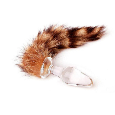 Brinquedo de sexo de pele de raposa de cauda de vidro Plug anal para mulher Cosplay
