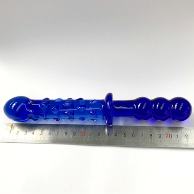 Dildos de vidro Massagista de próstata azul Dildos de vidro de cristal Brinquedos sexuais para mulheres