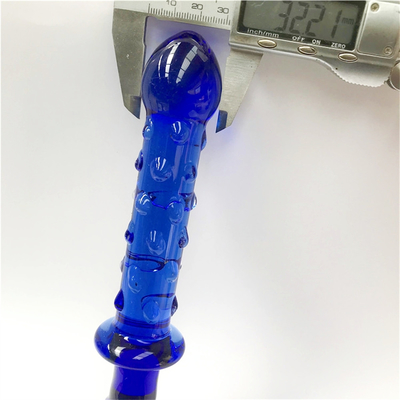Dildos de vidro Massagista de próstata azul Dildos de vidro de cristal Brinquedos sexuais para mulheres