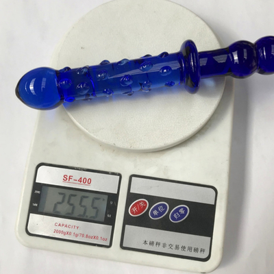 Dildos de vidro Massagista de próstata azul Dildos de vidro de cristal Brinquedos sexuais para mulheres